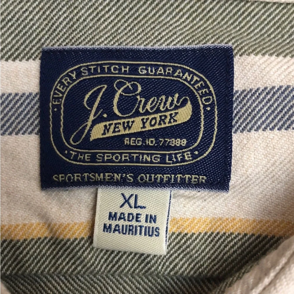J Crew Green Striped Button Down